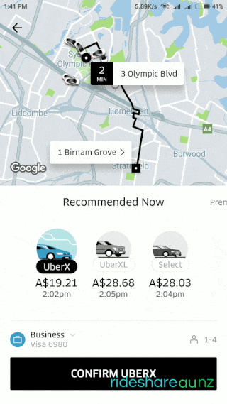 Uber Australia Fare Breakdown