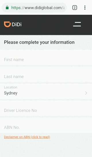 didi registration sydney