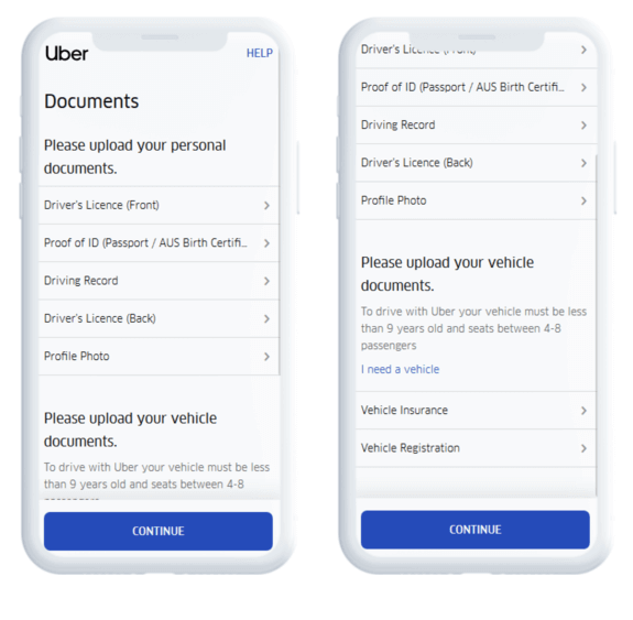 uber driver registration requirement page