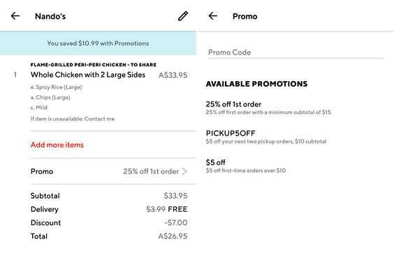 Doordash Delivery Fee and Promo