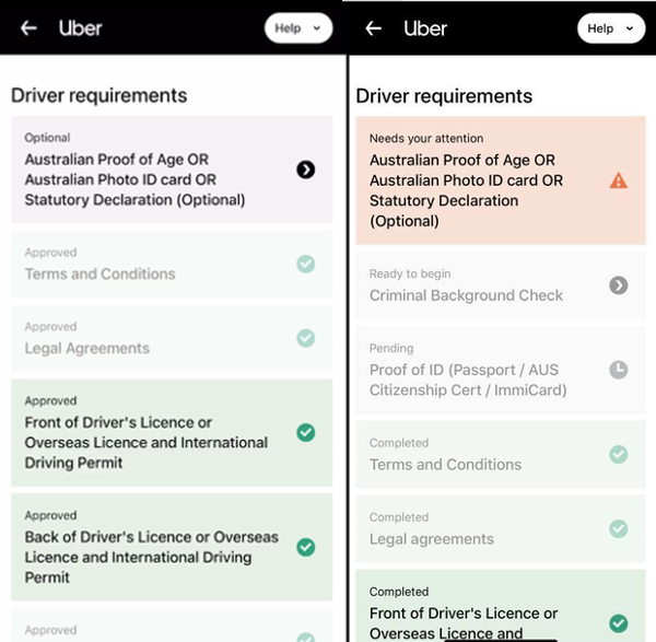 uber driver statutory declaration